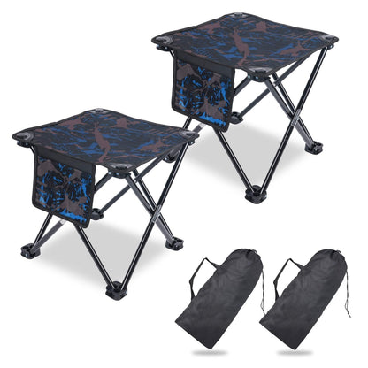 VOLIXOD 2 Pack Folding Portable Camping Stool for Adults, Lightweight Collapsible Stool for Outdoor Footrest Fishing Hiking Gardening and Beach with Carry Bag(400 LBS Capacity)