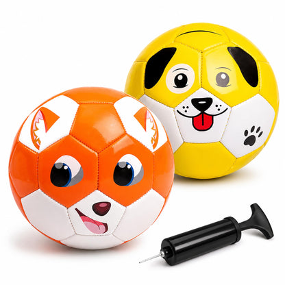 Toddler Soccer Ball Size 2 - Small Soft Kids Ball 2 Pack for Ages 1-5 Cartoon Sports Toy Boys Girls - Great Soccer & Birthday Gift for Babies, Toddlers & Kids Indoor Outdoor Games