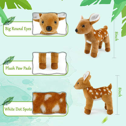 JUSTQUNSEEN Stuffed Animals Toy Farm Animals 8 INCH,Plushies Stuffed Animals for Girls Plush Toys Little Stuffed Animal, Cute Stuffed Animal Plush Toy for Boy Girls (Standing Sika Deer)