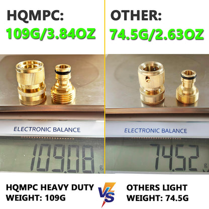 HQMPC Garden Hose Quick Connect Solid Brass Quick Connector Garden Hose Fitting Water Hose Connectors 3/4 inch GHT (3 SETS)