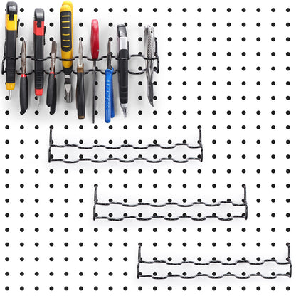 Hanaive 4 Pieces Pegboard Pliers Holder, Holds 11 Plier Per Rack, Steel Pegboard Hooks Pliers Peg Board Organizer Accessories Organizer for Workbench Garage Tool Shed Craft Room(Black)