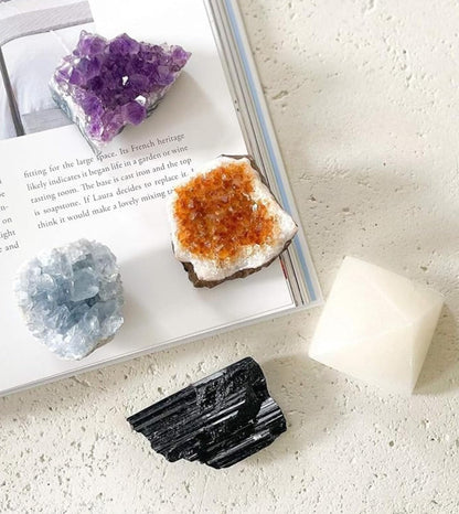 Crystal Set, 5 Pieces - Amethyst, Citrine, Celestite, Selenite, Black Tourmaline