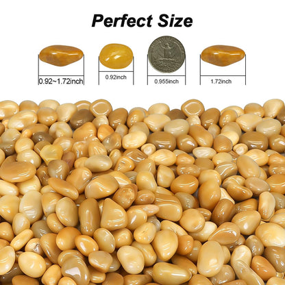 River Rocks for Landscaping,Virekm Decorative Ornamental Pebbles Garden Landscaping Stones Gravel Filler for Home Decoration Flower Bed Fish Tank Plants Vases Succulents (1, Yellow, 5 Pounds)