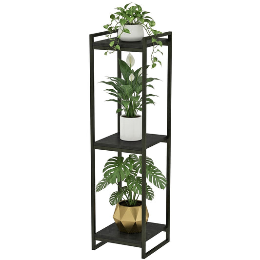 FONHAYE 45" Tall Plant Stand Indoor, 3-Tier Modern Plant Shelf Corner Flower Pot Holder Organizer for Living Room Balcony Garden, Black