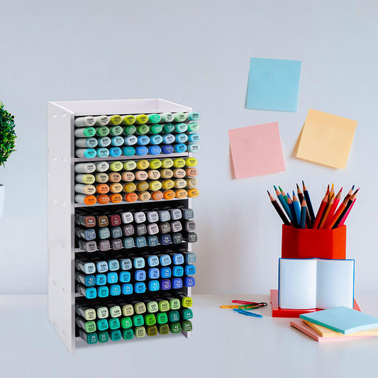 SANFURNEY Marker Pen Organizer Holder, 5 Slots Art Marker Rack Craft Art Supply Storage, Markers Pens Colored Pencils Storage Holder for Desktop Home Classroom Office