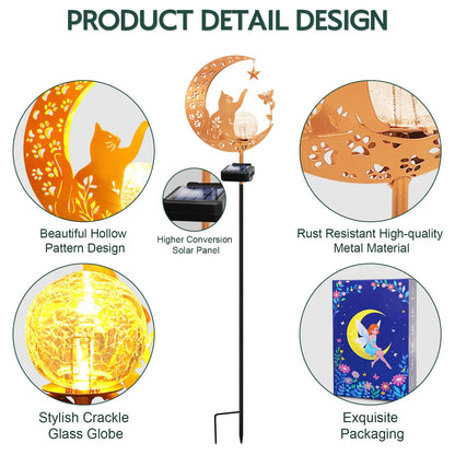 ZNYCYE Solar Garden Decor Outdoor Statue, Moon Fairy Garden Figurines with Cat Design for Mom Women Grandma Solar Stake Lights for Patio, Yard, Lawn, Pathway (Warm White)