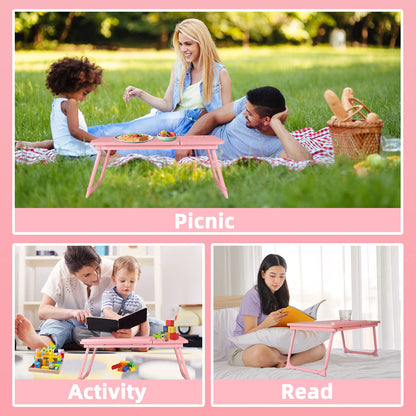 CloudTrip Laptop Desk for Bed or Couch, Lap Desk, Woking in Bed Desk, Home Office Desks, Breakfast Tray, Desk with Cup Holder, Watching Movies in Bed, Laptop Stand for Bed, Fordable Legs Desk (Pink)