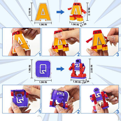 Birthday Toy Gifts for 3 4 5 6 8 Years Old Toddler Boys Girls,26 Alphabet Robots ABC Letters Educational Learning Toys for Kids,Alphabots Deformation STEM Fine Motor Skill Gifts for Preschool Age 3+