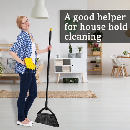 SZJYHQY 2PCS Heavy Duty Broom, Broom for Sweeeping Indoor and Outdoor, Angle Broom with Long Pole, Outdoor Broom for Courtyard/Garages/Slidewalk, Indoor Broom for Kitchen Lobby Canteen Black