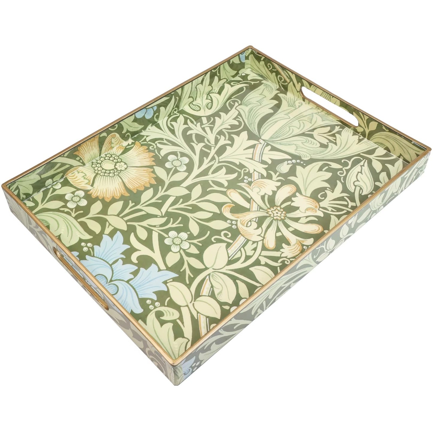 Spsyrine Serving Tray with Handles, Plastic Decorative Tray for Coffee Table, Living Room, Home Decor, 3040C