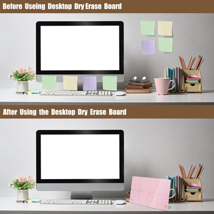 Marribol Desktop Acrylic Weekly Planner Whiteboard with Stand,12"X6"-Small,Dry Erase Weekly Planner for Desk,Acrylic Desk Calendar Dry Erase,Pink Dry Erase Board for Office Home School-ZMZL-P-1530