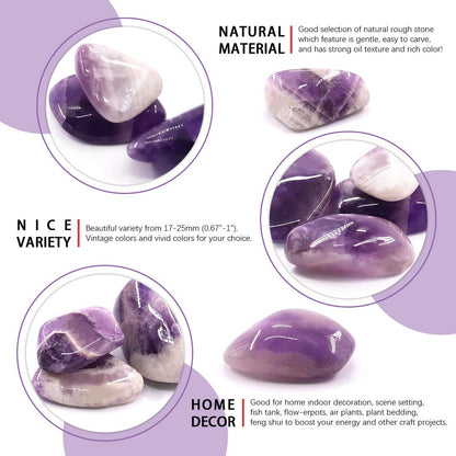 Hilitchi 1lb Bulk Large Natural Tumbled Polished Brazilian Stones Gemstone Healing Crystals Quartz for Wicca, Reiki, and Energy Crystal Healing (Amethyst About 1lb/450g/16oz/bag)