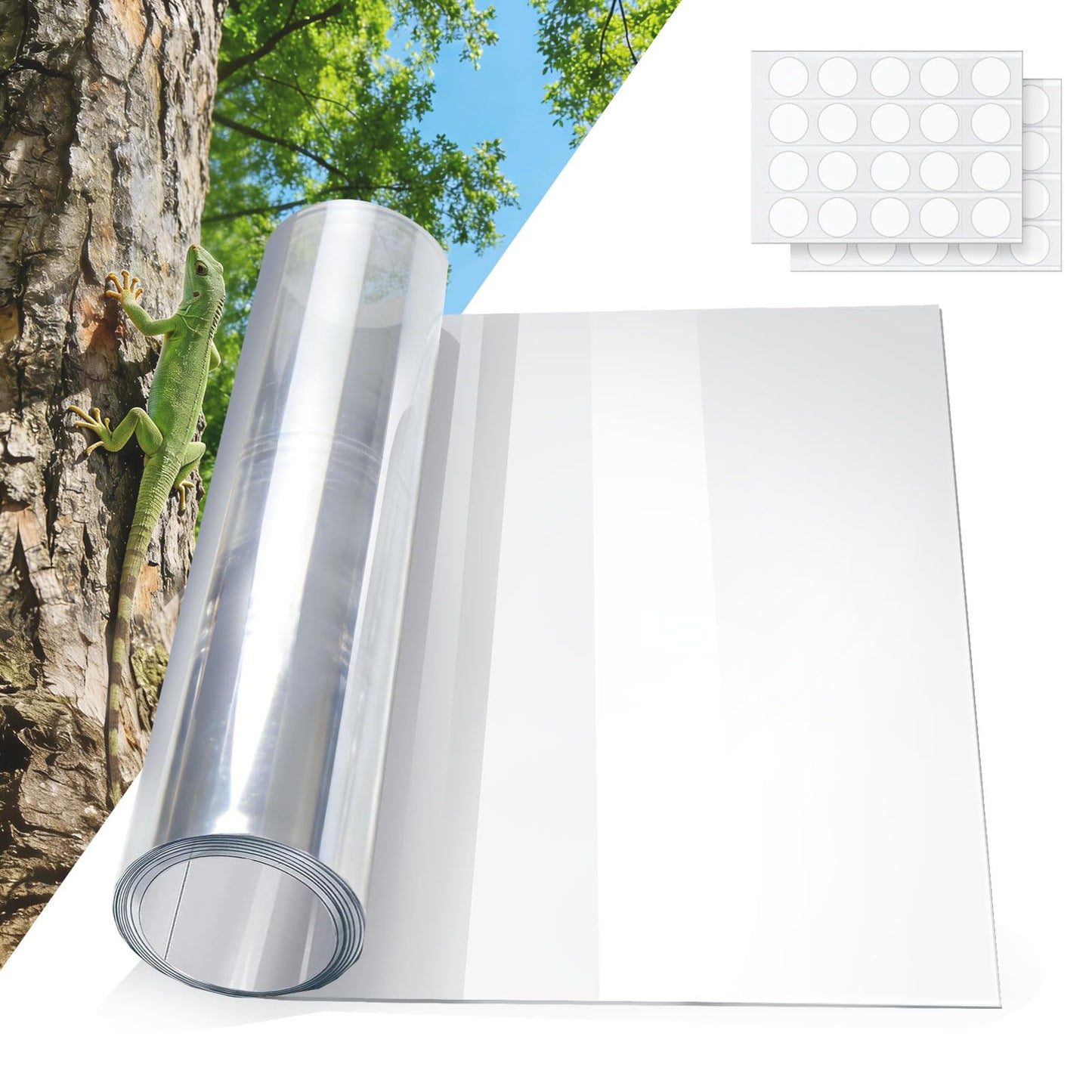 Serendipresent Tree Trunk Protector Guard - 60" L x 16" W PET Plastic Wrap for Iguana & Cat Prevention, Including Waterproof Transparent Acrylic Double-Sided Adhesive