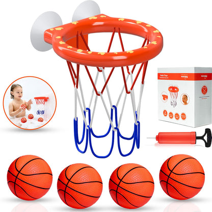 MARPPY Bath Toys - Bathtub Basketball Hoop for Toddlers | Bath Toys for Kids with 4 Mold-Free Balls & Strong Suction Cup Basketball Hoop | Toddler Shower Toys and Fun Kid Bathtub Toys | Boys or Girls