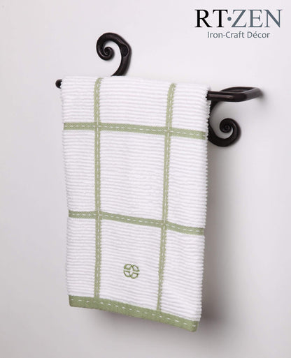 RTZEN Matte Black Hand Towel Holder for Bathroom - Handcrafted Farmhouse Wrought Iron Metal Kitchen Bar - Small Hand Towel Bar Hanger for Home or Office - Wall Mounted Rack Fits 10" Towels