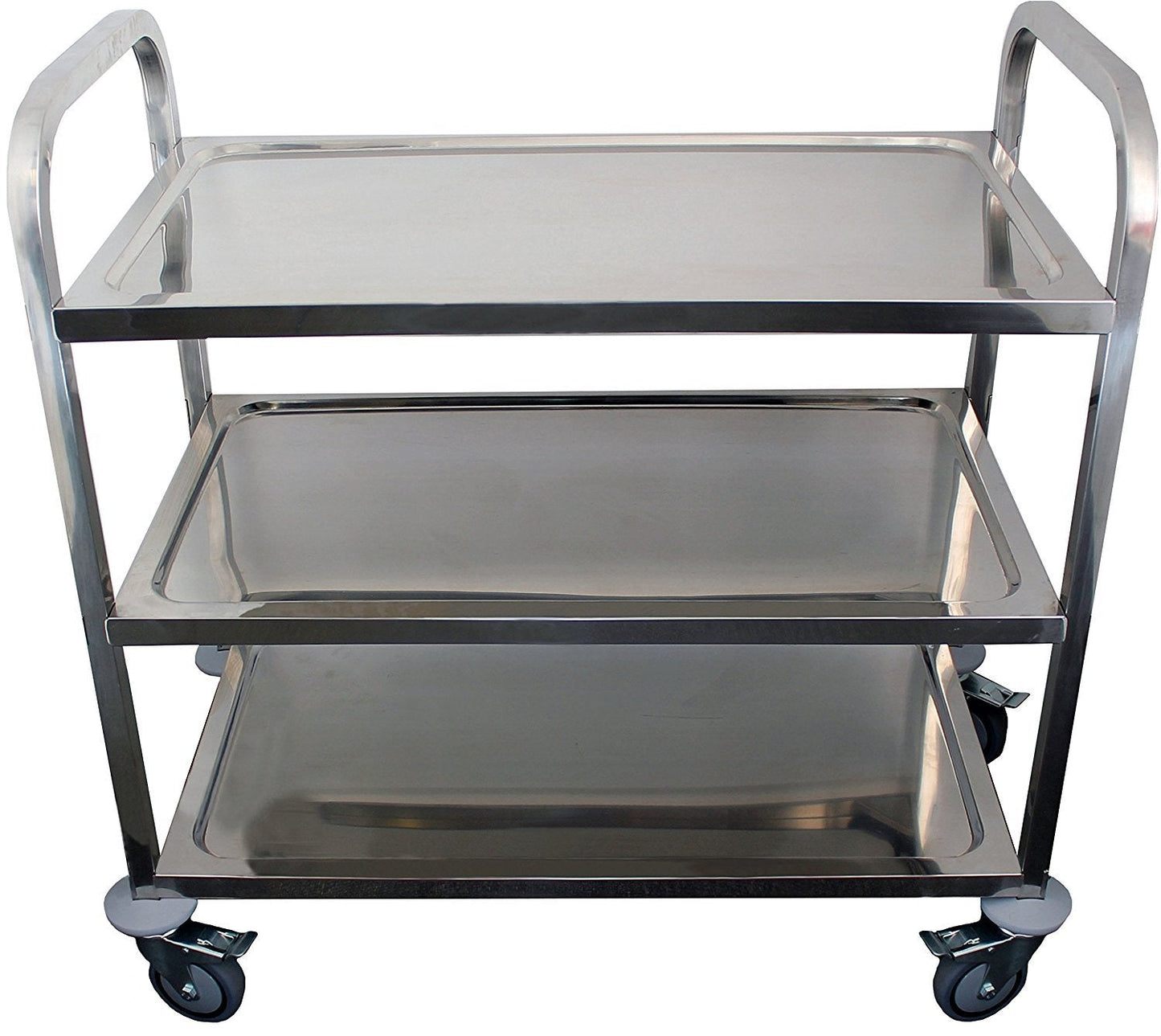 Stainless Steel 3-Shelf Utility Cart | 33" x 18" x 36" | 400 lb Capacity | Knockdown Food Service Cart with Casters for Kitchen, Restaurant, and Utility Use