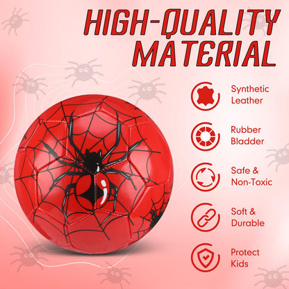 HyDren Kids Size 3 Soccer Ball with Pump Official Cute Cartoon Toddler Soccer Durable Outdoor Indoor Sports Football Game Charity Gift for Kids Boys Girls 4 to 6(Spider)