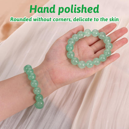 Handmade Natural Jade Beaded Bracelet for Women & Men – Genuine Green/White Jade Gemstone Stretch Bracelet – Lucky Energy Healing Jewelry Gift for Peace, Prosperity & Protection LG