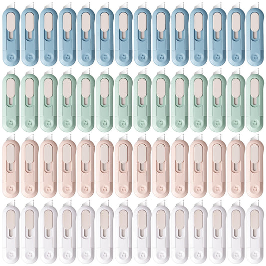 Ckhoid 60 Pcs Mini Box Cutter Bulk, Retractable Box Opener, Easy Slide Cute Utility Knife for Opening Daily Express Boxes, Wrapping, Envelopes, Packages, Paper Tape, DIY Craft, Office Home (Mixed)