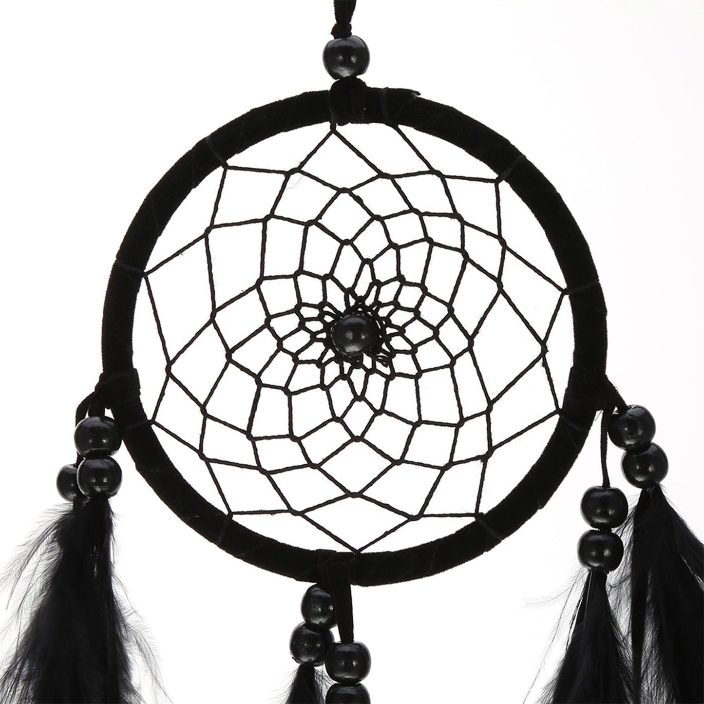 Handmade Large Wood Beads Dream Catcher Dreamcatcher Craft Hanging Pendant Ornament Gift for Living Room Home Decoration Wedding and Festivals (Black)