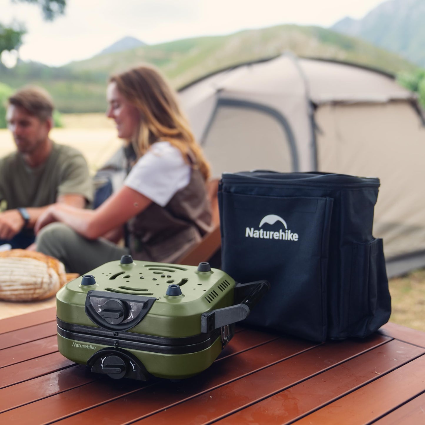 Naturehike 2 Burner Folding Camping Stove, Portable Propane Gas Stove with Carry Bag, 16000 BTU High-Performance Camp Stove with ETL Certification, Adjustable Burners & Piezo Ignition