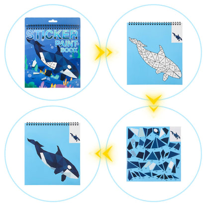AEAHALY 4 Pack Paint by Sticker Kids Crafts for Kids Ages 4-8 Sticker by Number Books Boys and Girls Birthday Gifts Party Favor, Travel Toys for Toddlers Learning (Animal+Ocean+Insect+Horse)