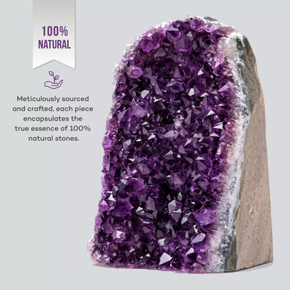 EMPORION Natural Amethyst Cluster (1.5–2 lb) – 4–6” Raw Amethyst Geode from Uruguay – Deep Purple Crystal