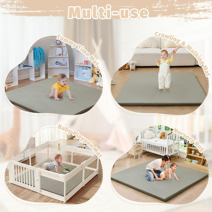 ILPEOD Waterproof Baby Play Mat for Floor Memory Foam 74 * 50 Cushion Playpen Playmat Tummy Time Crawling Mat Nursery Rug Thick Pad Create Soft & Safe Area for Infants,Toddler,Kids,Grey