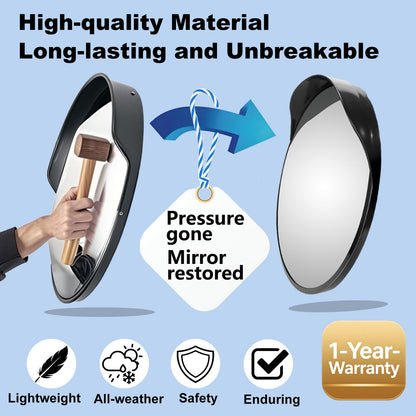 24" Unbreakable Convex Traffic Mirror – Adjustable Bracket, Wide-Angle Security Mirror for Retail Store, Garage, Warehouse, Blind Spot, Office, Parking Lot, Blind Spots Outdoor