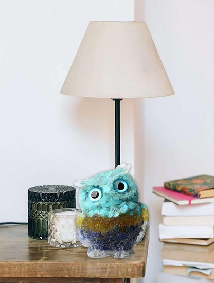 LAIDANLA 2.4" Owl Figurine Natural Healing Crystal Cute Owl Animal Statue Pocket Sculpture Reiki Spiritual Energy Gemstone Home Office Room Desk Decor Gifts（Gradient Turquoise Citrine Lapis Lazuli）