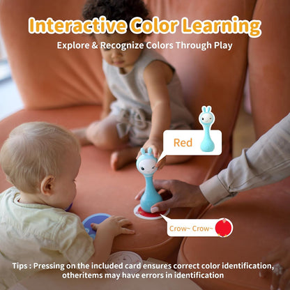 alilo Smarty Bunny Baby Rattle Musical Light Up Toys, Infants Newborns Baby Toys 0-3-6-12-18-24 Months,1 Year Old Boy Girl Easter Gifts, 4 Music Modes and Color Recognition Function with 9 Color Card