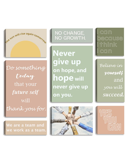 Motivational Wall Decor for Living Room Inspirational Wall Art Motivational Quotes Posters Positive Affirmation Office Wall Decor Set of 9 Canvas Prints Framed Artwork