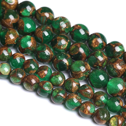 6MM 60PCS Green Cloisonne Craft Loose Round Beads for Jewelry Making DIY Bracelet