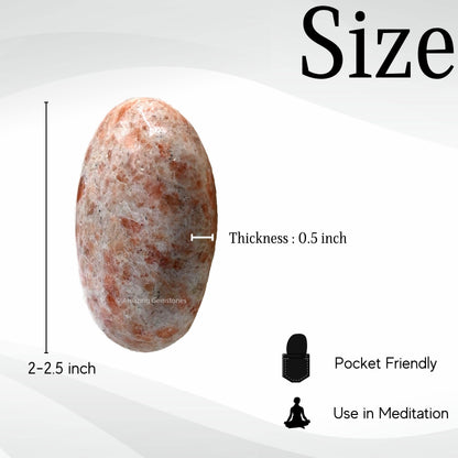 Amazing Gemstone Sunstone Crystals and Healing Stones - Extra Large Palm Stone Crystals Piedra - Crystal for Good Luck, Balanced Positive Energy, Meditation - Unique Stocking Stuffers, Gifts for Women