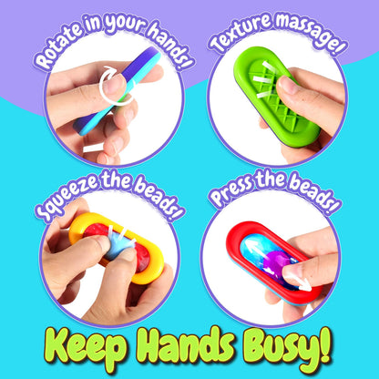 Sensory Marble Fidget for Kids Adults- 12 Park Gel Filled Quiet Fidget for Student Classroom Prize, Texture Autism Sensory Toys, Silent Stress Squishy Worry Stones, Squeeze Gifts for Teens Adults