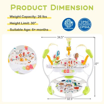 BABY JOY Baby Jumpers and Bouncers, Infant Activity Center with Music Lights Sounds, 360° Rotating Seat and 3 Adjustable Heights, Baby Play and Learning Center for 6-12 Months