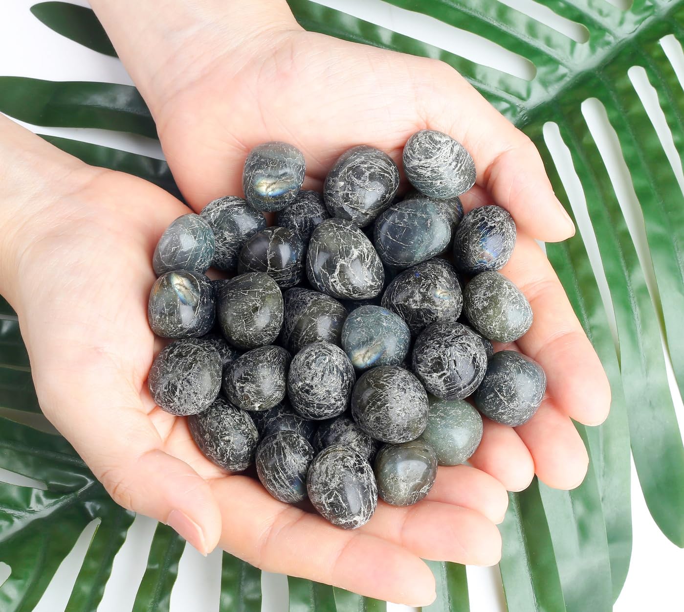 DUQGUHO Labradorite Crystals Healing Crystal Stones Set Natural Crystals Bulk Irregular Tumbled Polished Crystal Stones 0.45 lbs