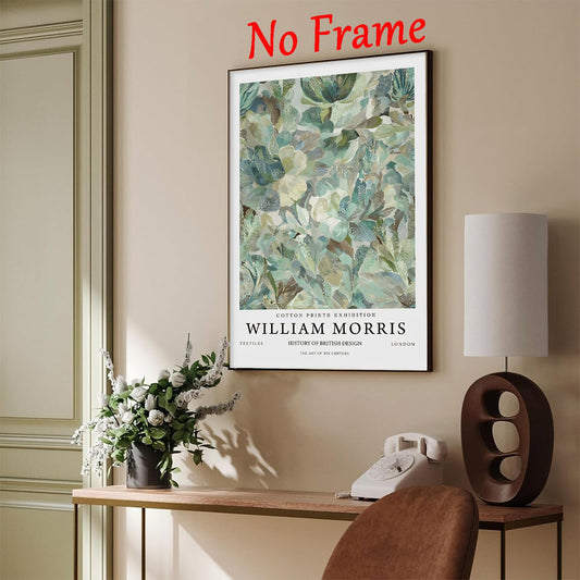 William Morris Botanical Wall Art Retro Sage Green Flower Pictures Boho Floral Plant Painting Vintage Abstract Botanical Wall Art William Morris Floral Prints Green Aesthetic Pictures 16x24in No Frame
