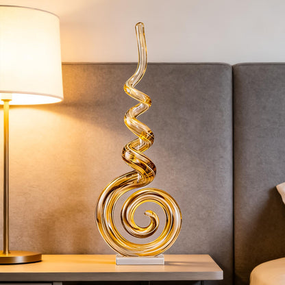 15" Tall Hand-Blown Murano-Style Glass Sculpture Statues Art Ornament Statue Figurines Home Decor Accent Piece Coastal Ocean Nautical Home Decor,Shelf,TV Stand,Tabletop Centerpieces,Wonderful Gift