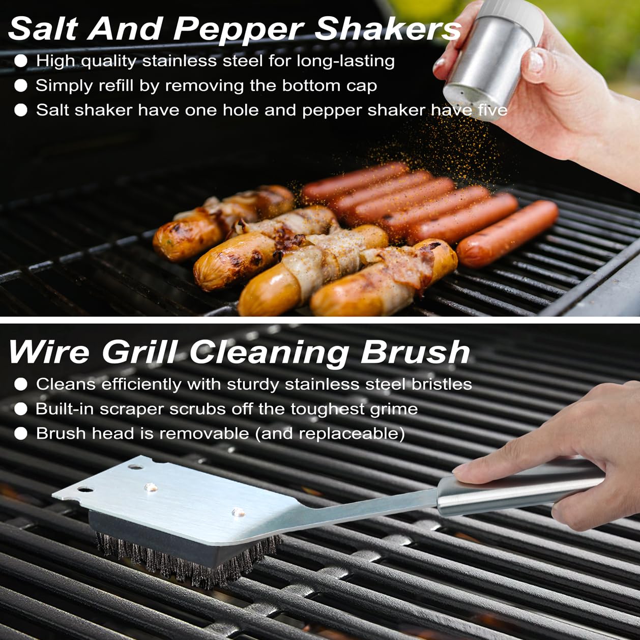 POLIGO 22PCS Heavy Duty BBQ Grill Accessories Set, Non-Slip Grill Tools for Outdoor Grill Set Stainless Steel Grill Utensils Set, Deluxe Grilling Tools Set in Aluminum Case Ideal Gifts for Men Silver