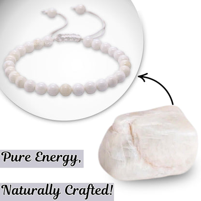 Amazing Gemstone White Moonstone Bracelet for Women Men's Gifts - Protection Healing Crystal Bracelet - 6mm Gemstone Beaded Adjustable Bracelet