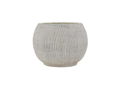Creative Co-Op Distressed Cream Terracotta Planter with Fluted Texture