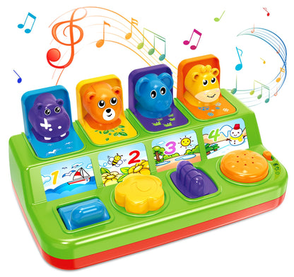 Ellinjan Musical Pop-Up Cause and Effect Toys with Light & Music for 1-3 Year Olds, Baby Interactive Toy with Animal Sounds, Ideal Gifts for Babies Boys Girls