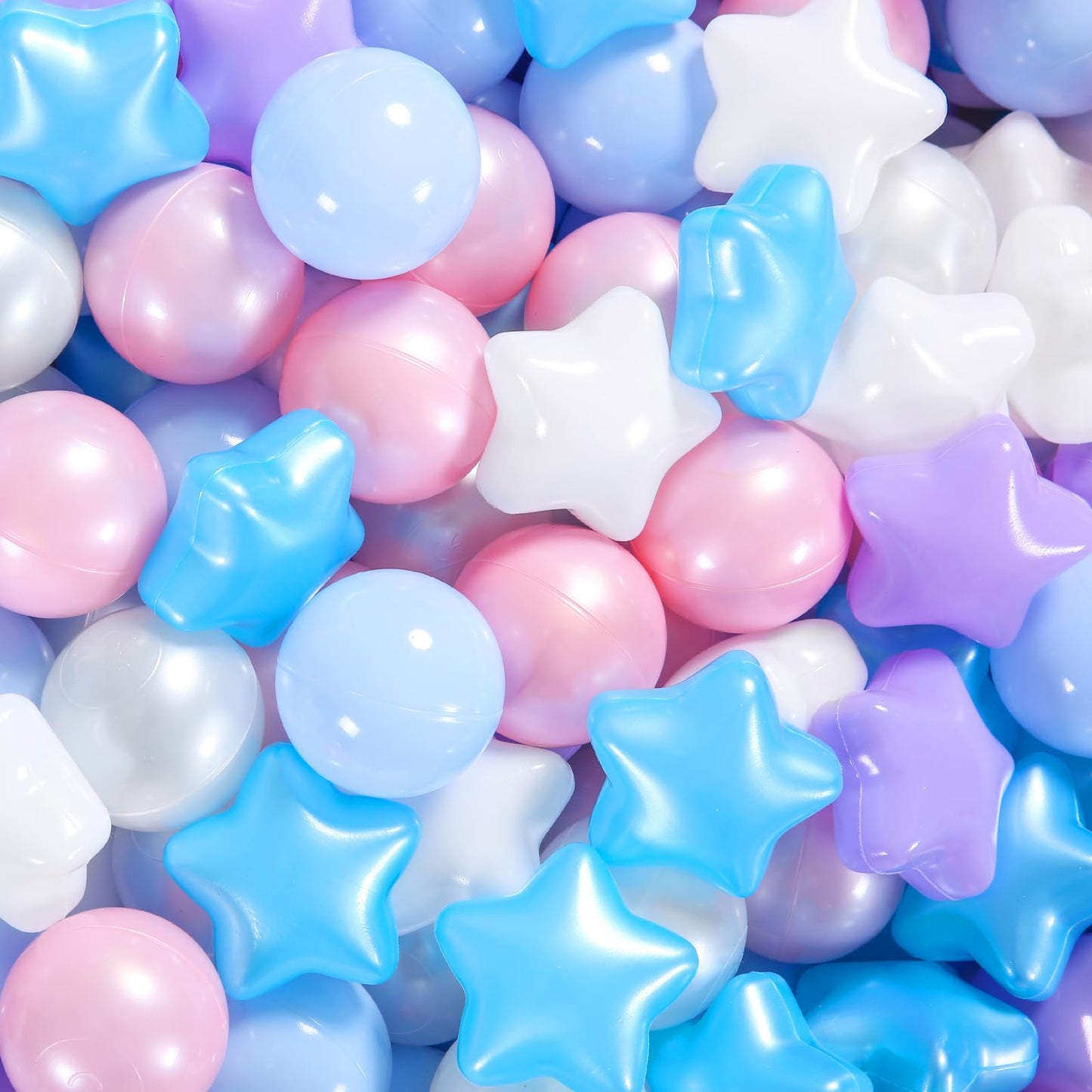 Heopeis Star Ball Pit Balls for Toddlers - 100 200 500 Pack Phthalate & BPA Free Plastic Toy Balls for Kids, Ball Pool Play Tent, Baby Kiddie Pool Water Toys, Party Decoration