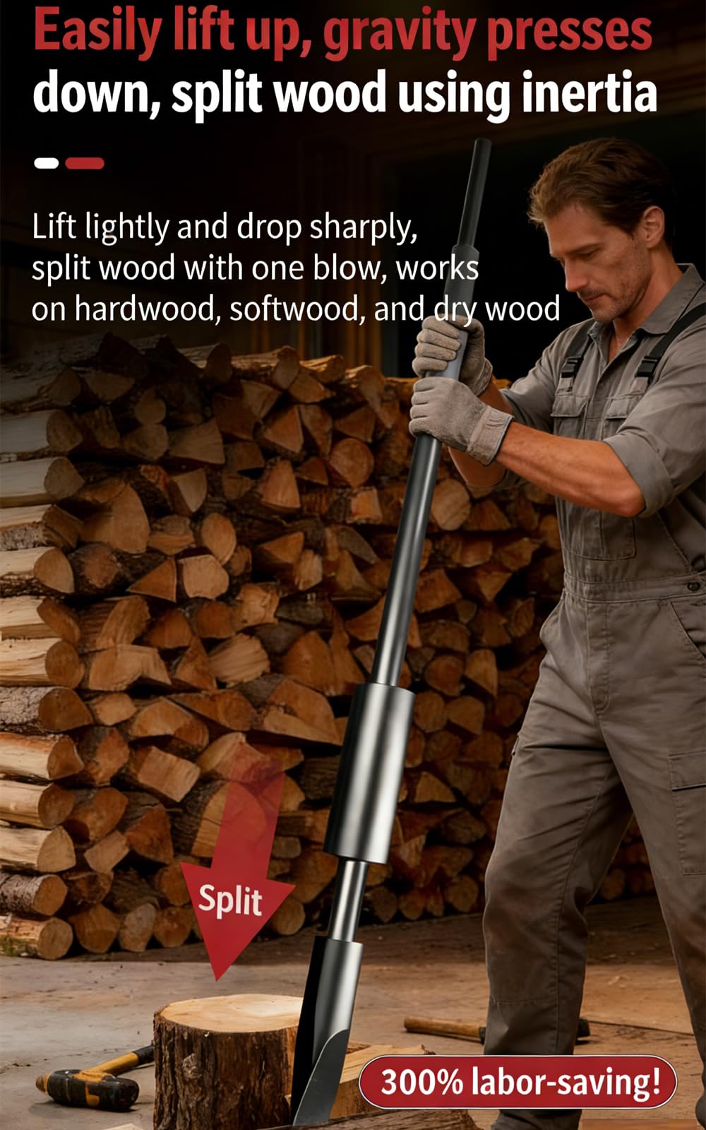 TIANAOKEJI Manual Wood Splitter, Kindling Splitter Made with Heavy Duty Steel Portable Log Splitters for Wood, Indoor and Outdoor Use