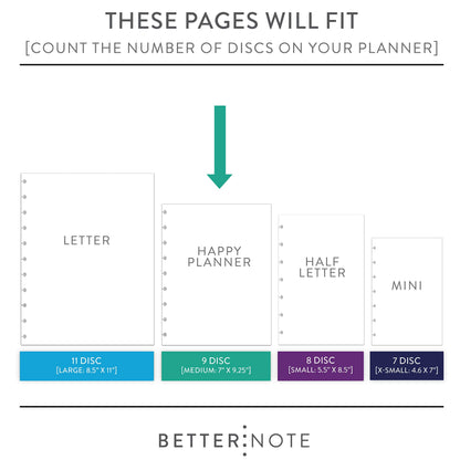 BetterNote Finance Plan Refill for Discbound Notebooks, Bill, Account, Expense, Budget, Debt Snowball, Fits Levenger Circa, The Happy Planner, Arc Systems, TUL, Talia, 1 Year Supply (9-Disc, 7"x9.25")