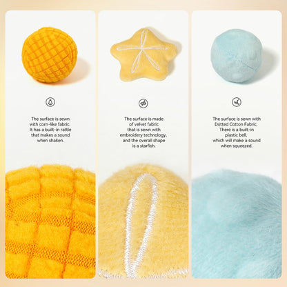 Youuys Baby Tissue Box Toy for Babies 6-12 Months - Montessori Sensory Busy Cube Toys with 3 Textured Balls & 12 Silky Scarves - Ideal Gift for Toddler Girls Ages 6 12 18 Months (Mermaid Theme)
