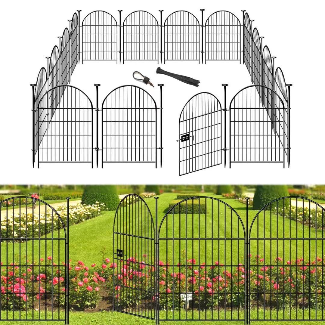 Okaygardn Garden Fencing 36 Inch High with Gate, 14 Panels Garden Fence Total 30.6 Ft(L),No Dig Animal Barrier, Rustproof Metal Wire Garden Fences and Borders for Dogs, Rabbits, Flower Bed Fencing