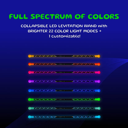 Wandini Glow.0 LED Light Magic Wand – Collapsible Levitation Stick, USB Rechargeable & Patented Design, Balanced LED Flow Prop for Smooth Tricks, Visual Performances with 22 Dynamic Color Modes
