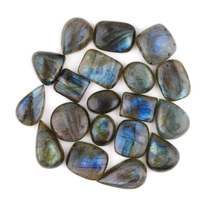 ColouredRocks 20pcs, 15-20mm, Natural Small Labradorite Cabochons Gemstones Crystals, Mix-Shapes, Jewelry Making Supply, Wire-wrapping, DIY, Crafting, Wholesale Bulk Gem Collection